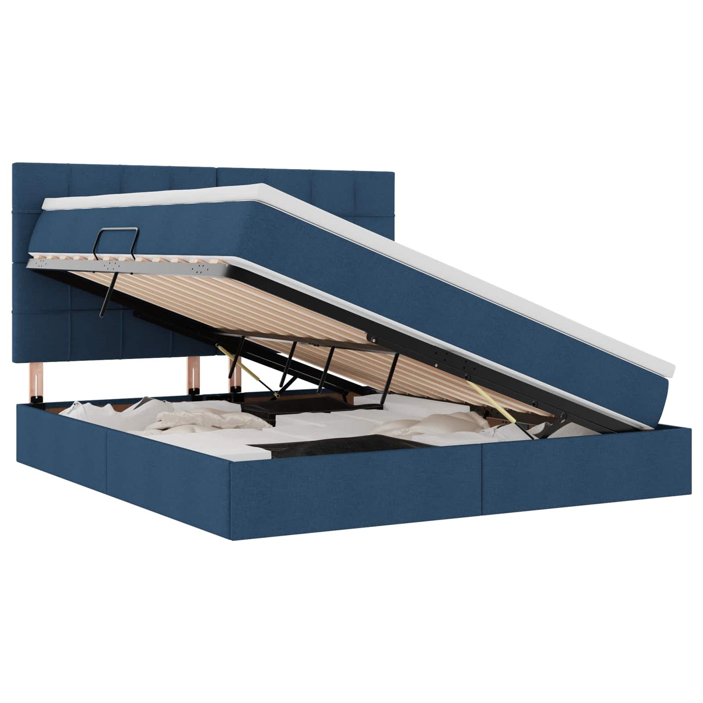 Letto con contenitore e materasso Blu 160 x 200 cm Tessuto | homemem39