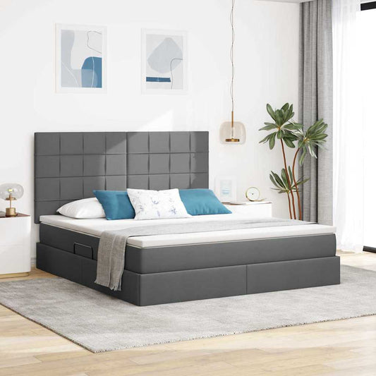 Letto con contenitore e materasso Grigio scuro 180 x 200 cm