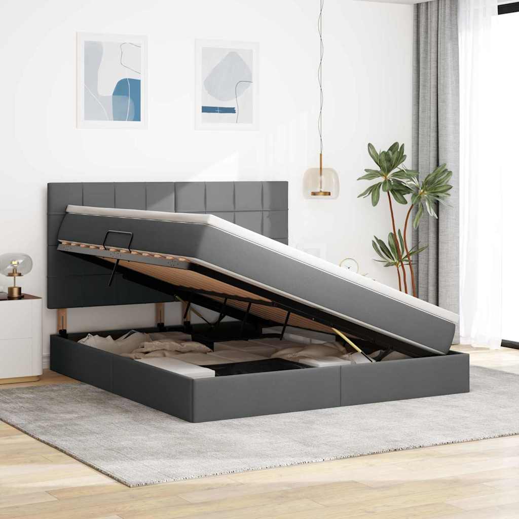 Letto con contenitore e materasso Grigio scuro 180 x 200 cm