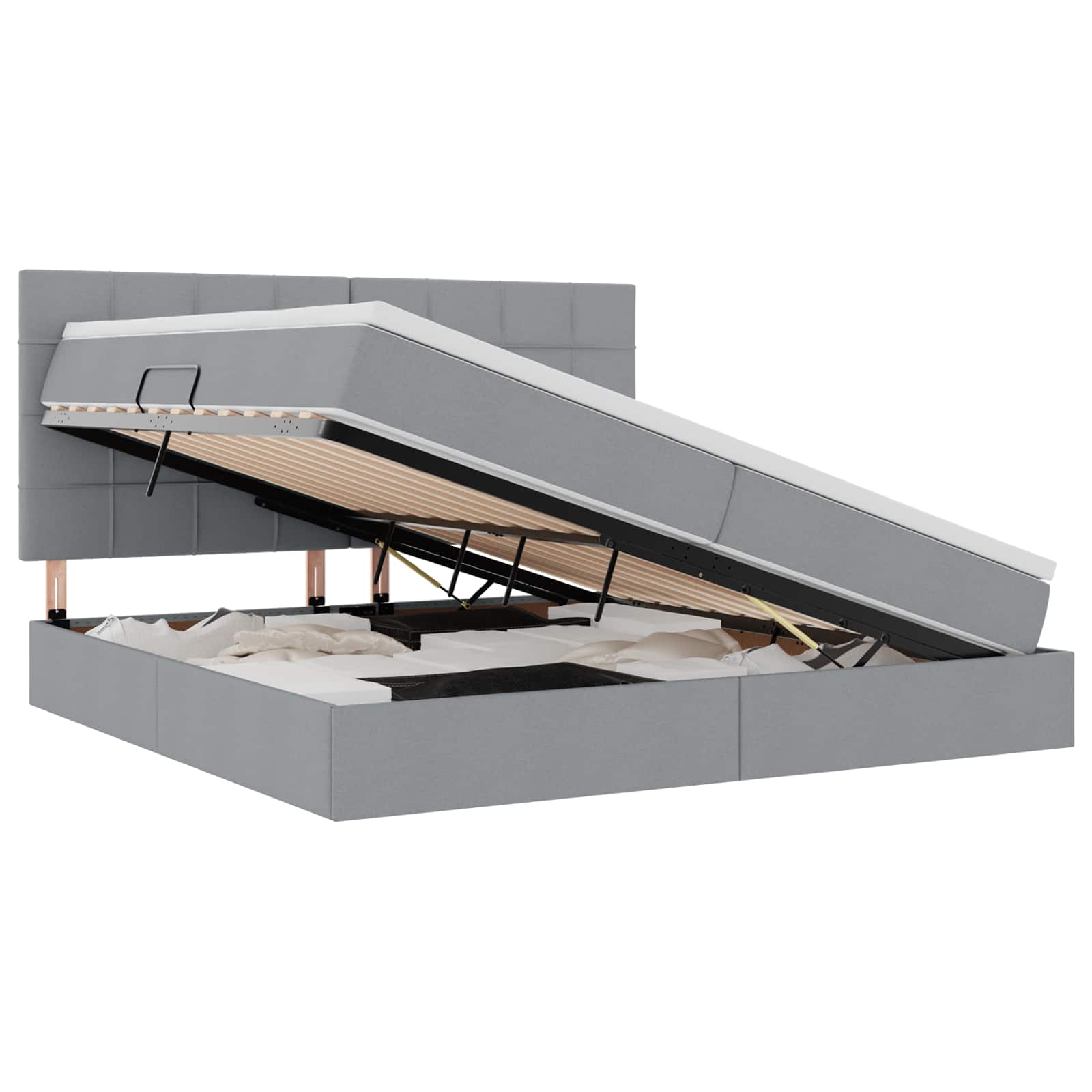 Letto con contenitore e materasso Grigio chiaro 200 x 200 cm | homemem39