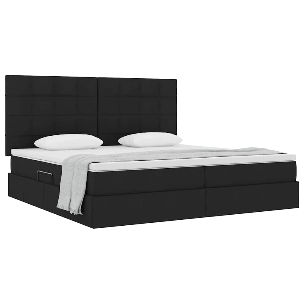 Letto con contenitore e materasso Nero 200 x 200 cm Tessuto | homemem39