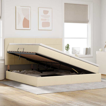 Letto con contenitore e materasso Crema 200 x 200 cm Tessuto | homemem39