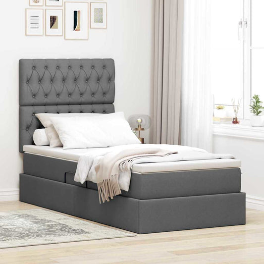 Letto con contenitore e materasso Grigio scuro 90 x 190 cm | homemem39