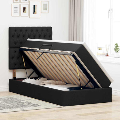 Letto con contenitore e materasso Nero 90 x 190 cm Tessuto | homemem39