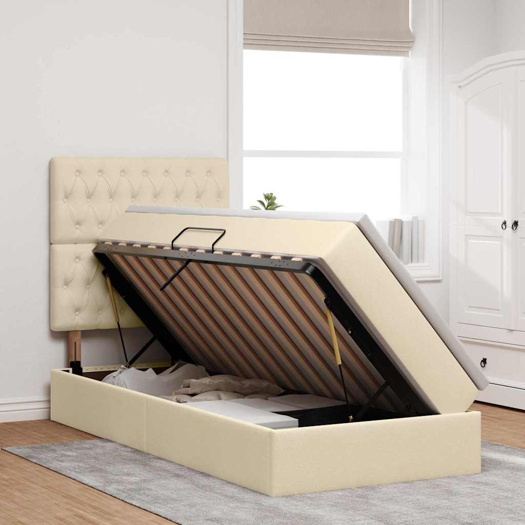 Letto con contenitore e materasso Crema 90 x 190 cm Tessuto | homemem39