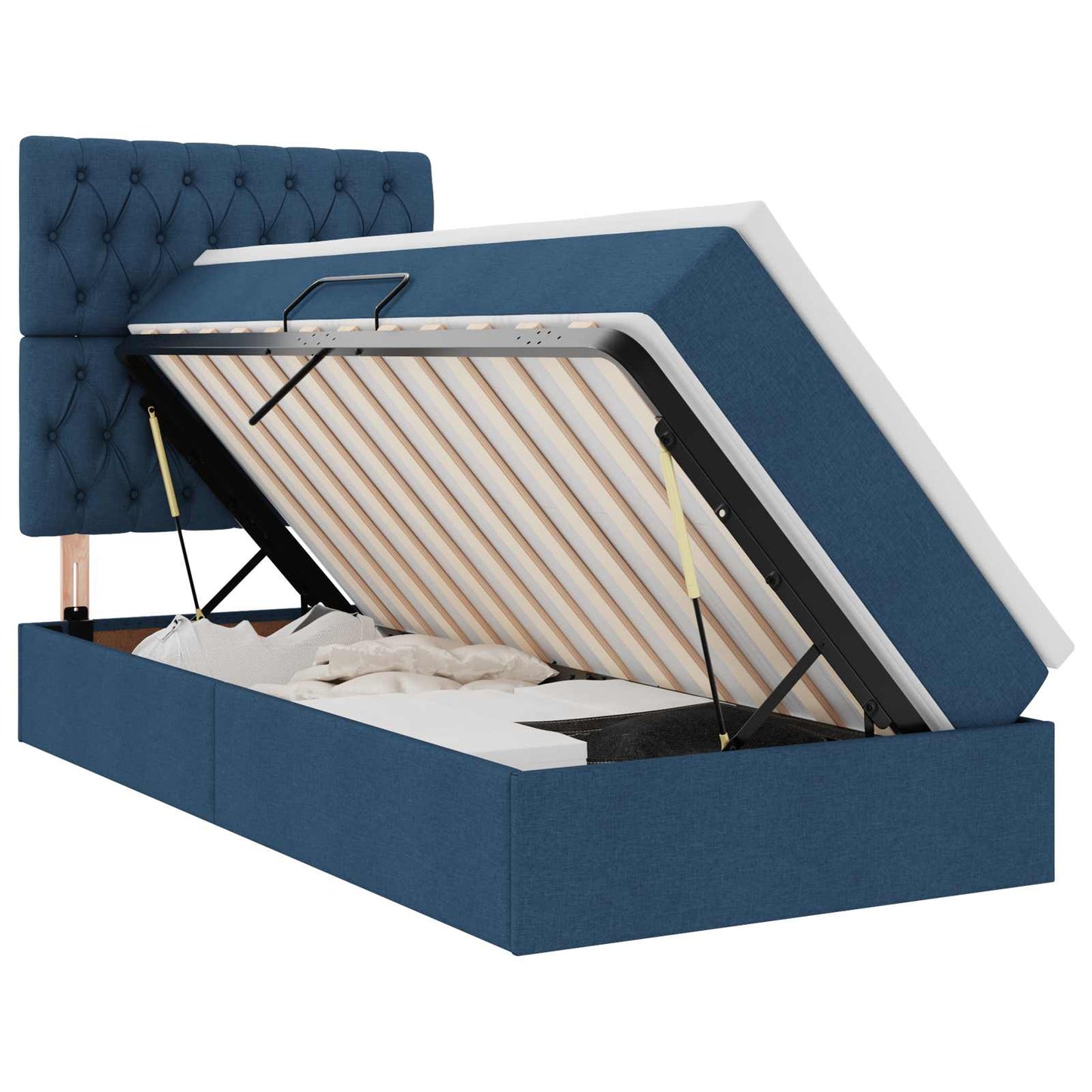 Letto con contenitore e materasso Blu 90 x 190 cm Tessuto | homemem39