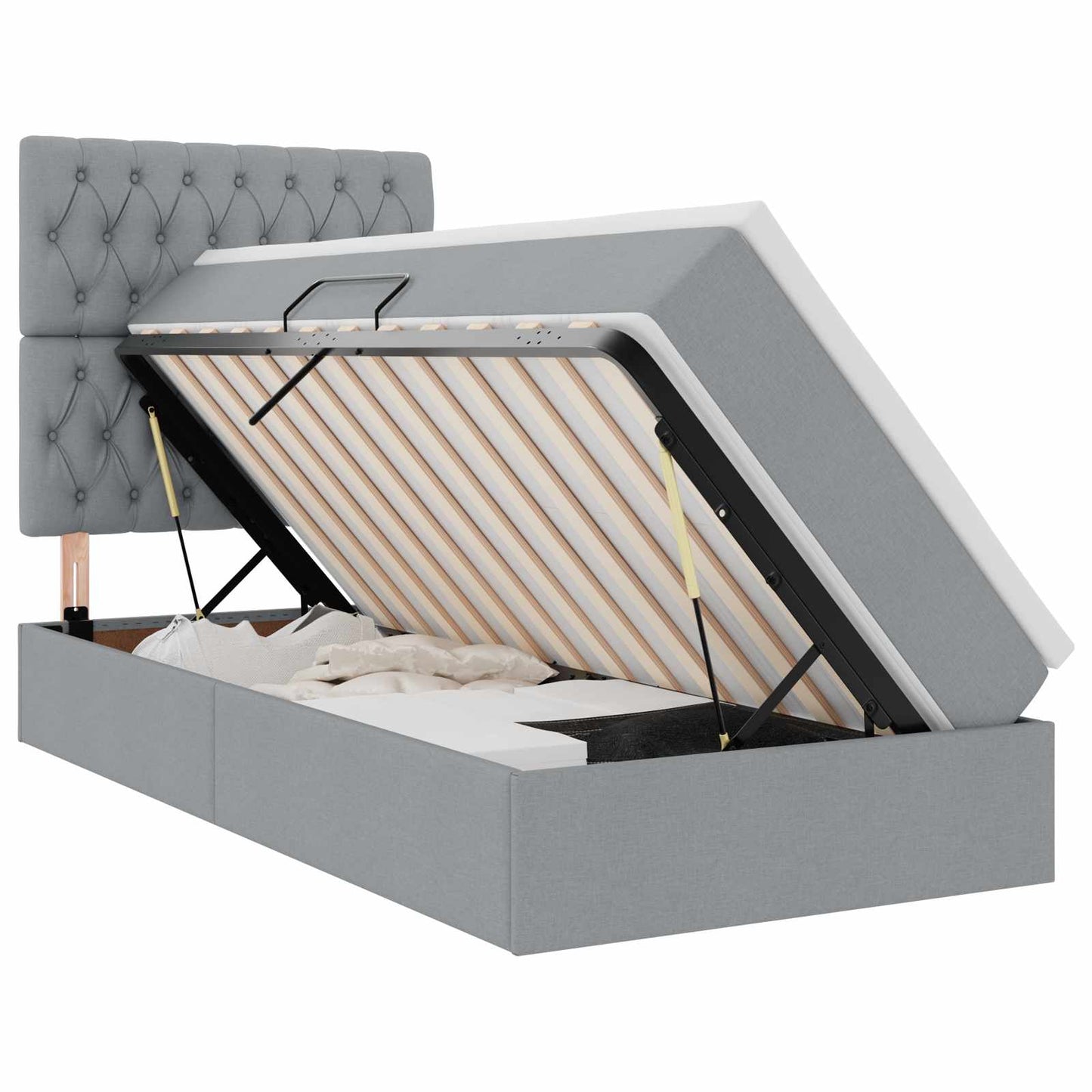 Letto con contenitore e materasso Grigio chiaro 100 x 200 cm | homemem39