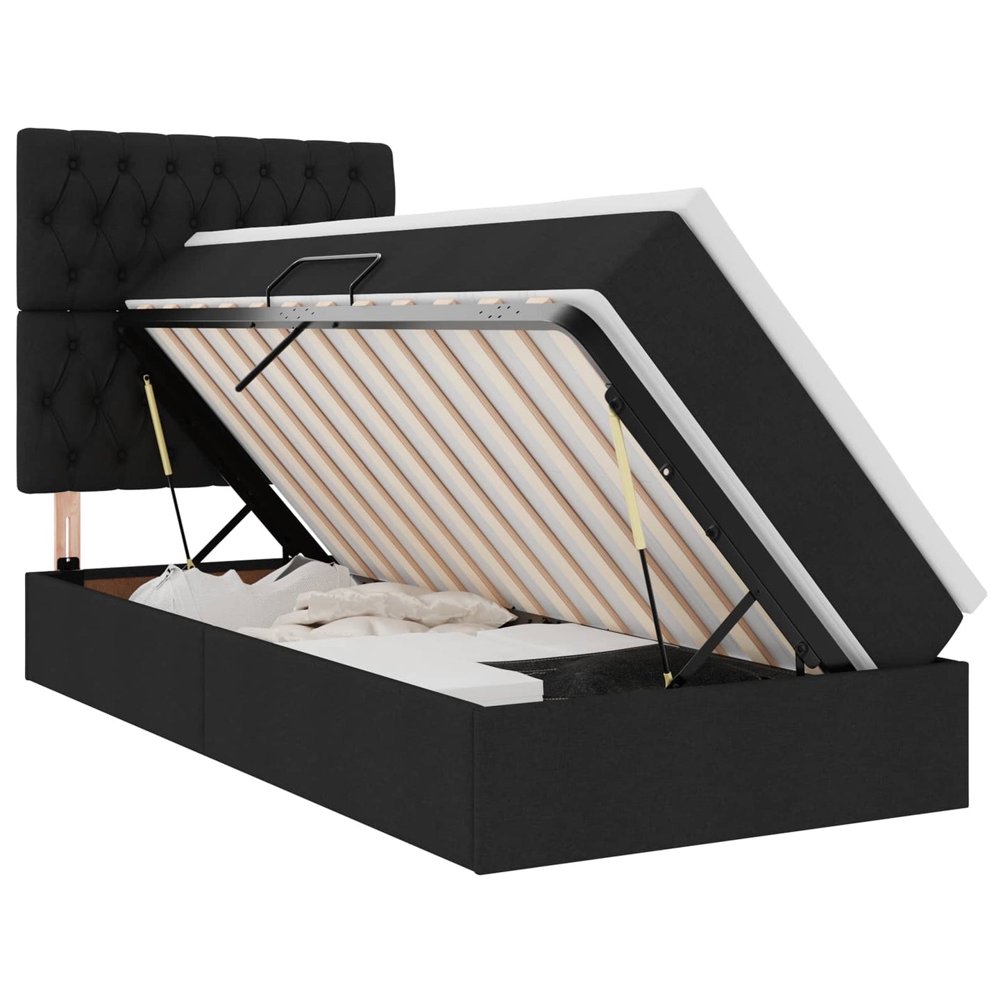 Letto con contenitore e materasso Nero 100 x 200 cm Tessuto | homemem39