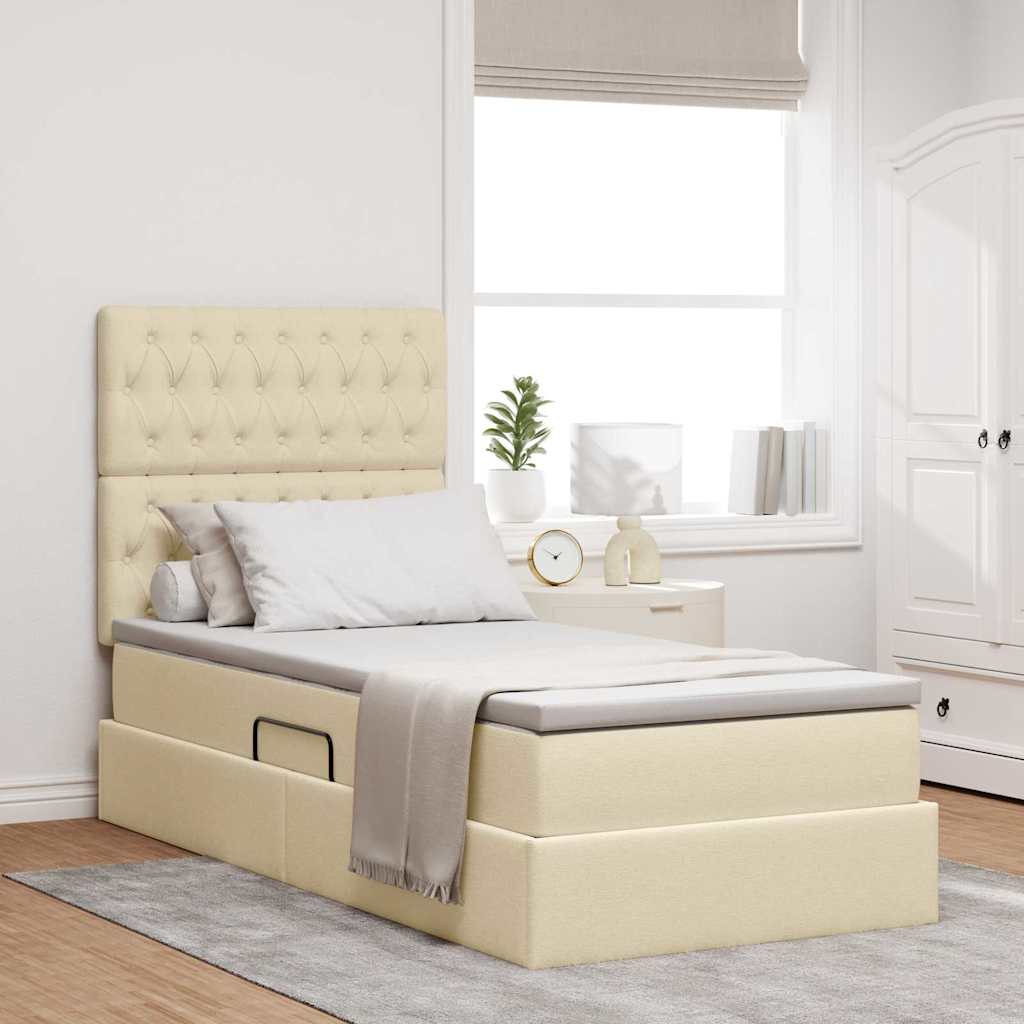 Letto con contenitore e materasso Crema 100 x 200 cm Tessuto | homemem39