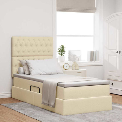 Letto con contenitore e materasso Crema 100 x 200 cm Tessuto | homemem39