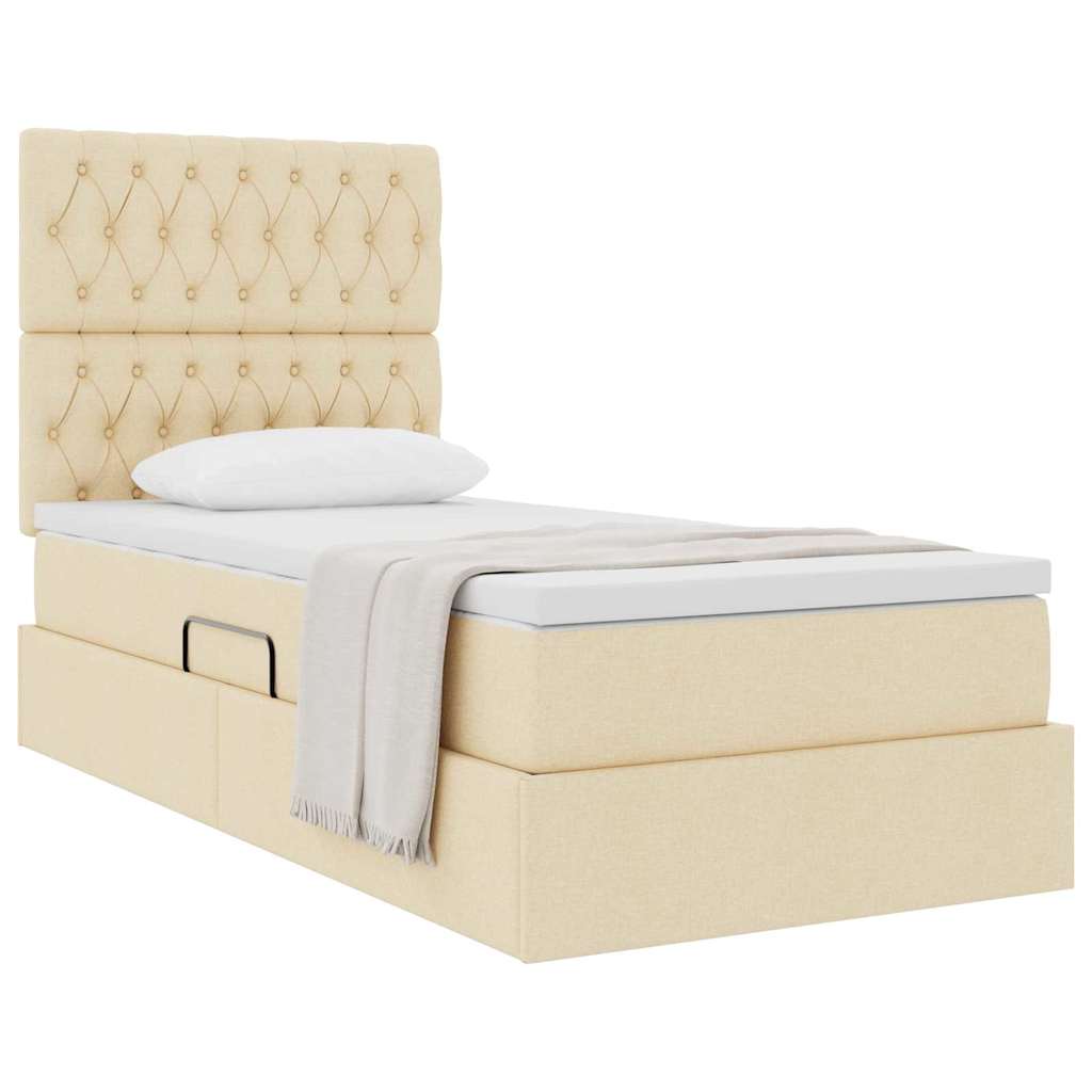 Letto con contenitore e materasso Crema 100 x 200 cm Tessuto | homemem39