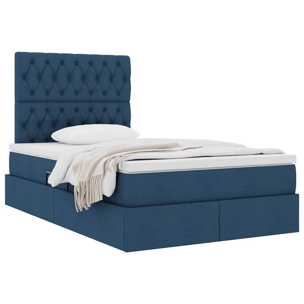 Letto con contenitore e materasso Blu 120 x 190 cm Tessuto | homemem39