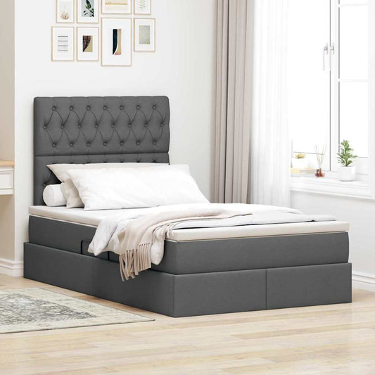 Letto con contenitore e materasso Grigio scuro 120 x 200 cm