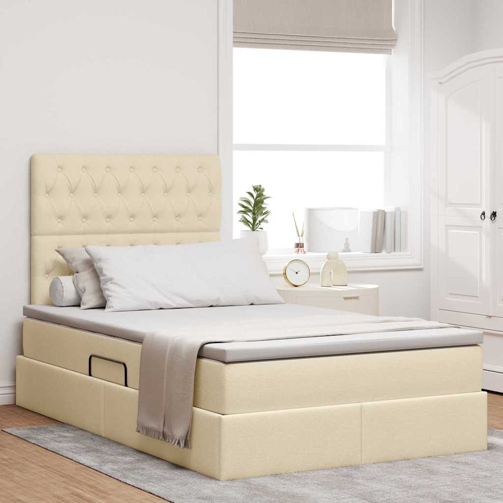 Letto con contenitore e materasso Crema 120 x 200 cm Poliestere