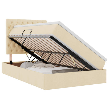 Letto con contenitore e materasso Crema 120 x 200 cm Poliestere
