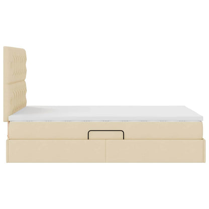 Letto con contenitore e materasso Crema 120 x 200 cm Poliestere