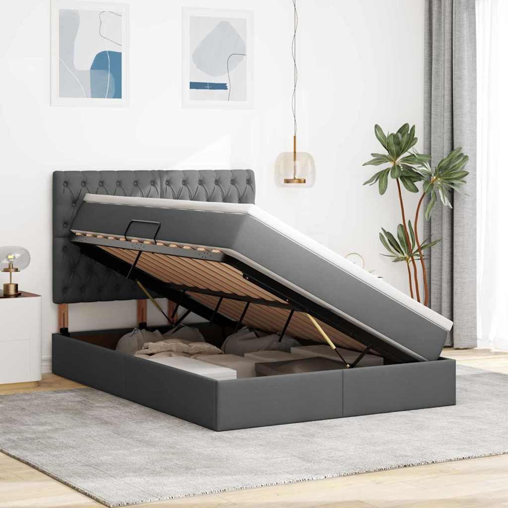 Letto con contenitore e materasso Grigio scuro 140 x 190 cm | homemem39