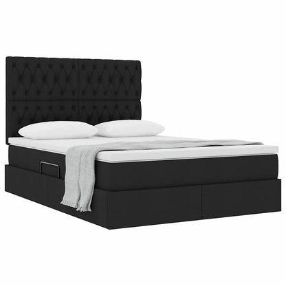 Letto con contenitore e materasso Nero 140 x 190 cm Poliestere