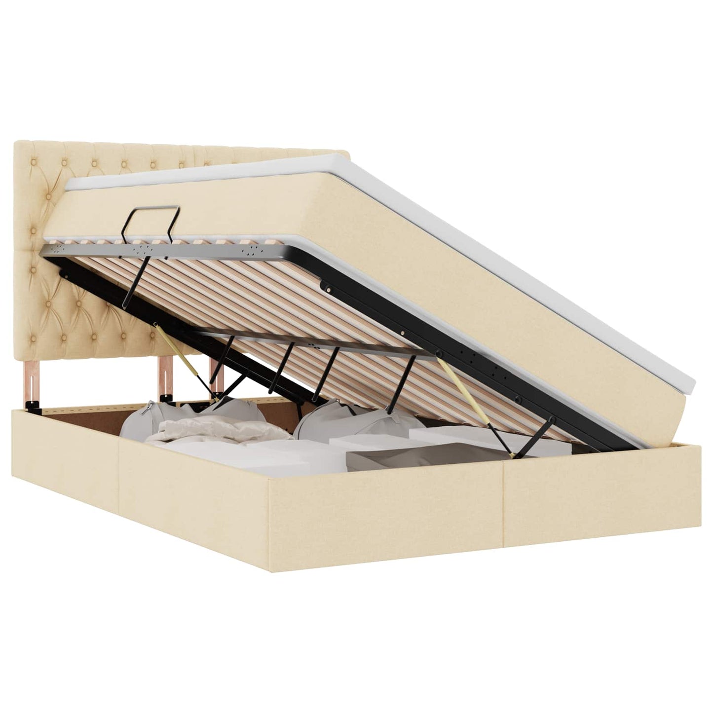 Letto con contenitore e materasso Crema 140 x 190 cm Tessuto | homemem39