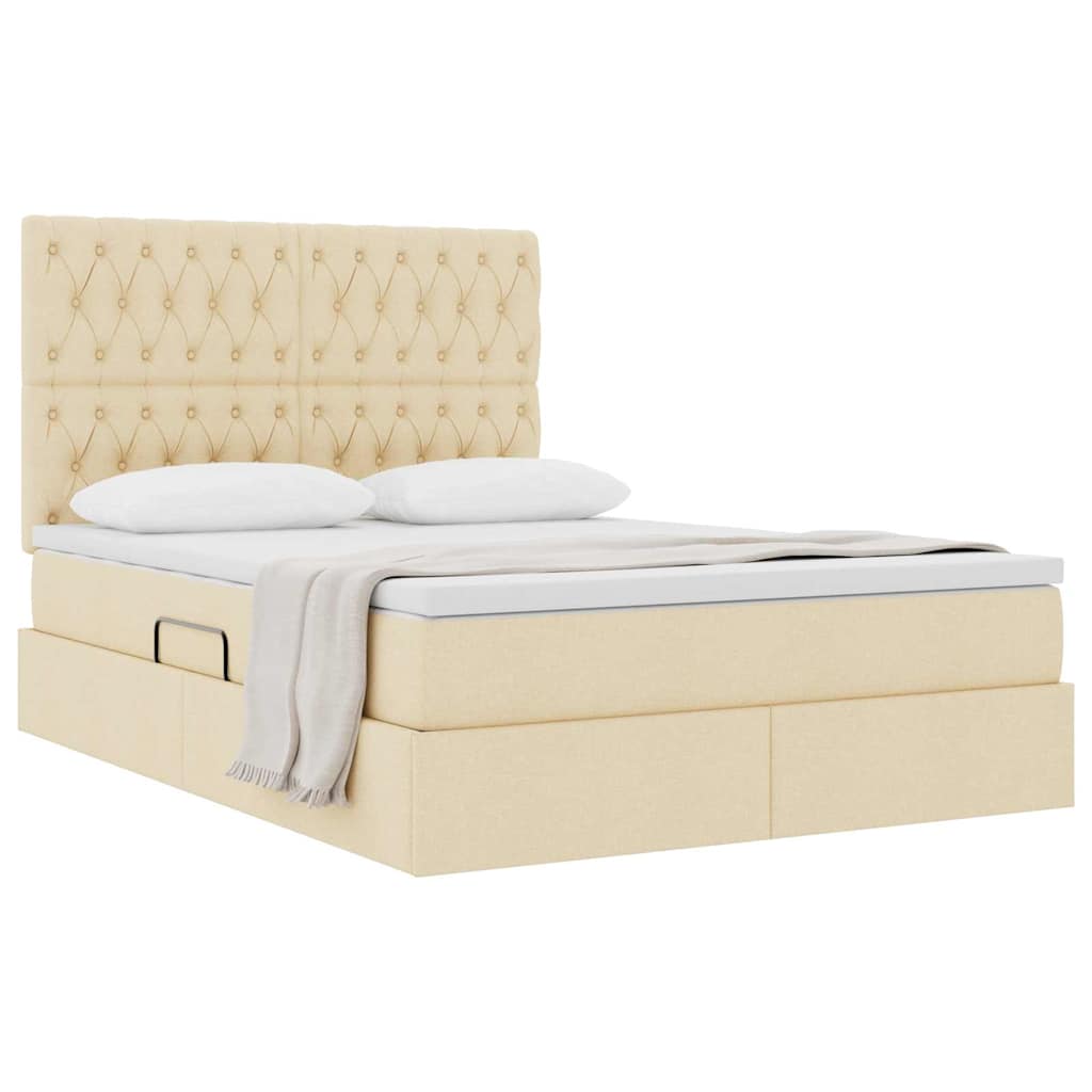 Letto con contenitore e materasso Crema 140 x 190 cm Tessuto | homemem39