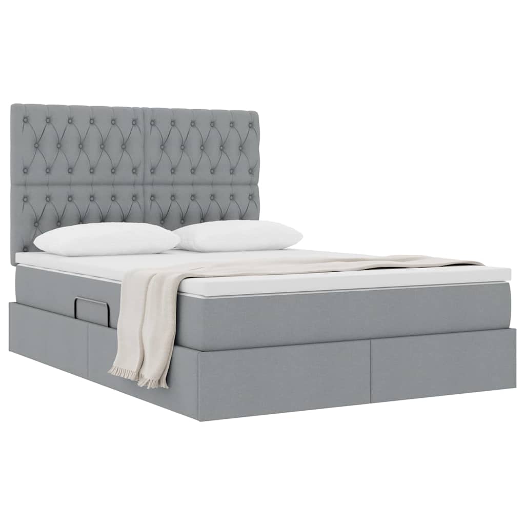 Letto con contenitore e materasso Grigio chiaro 140 x 200 cm | homemem39