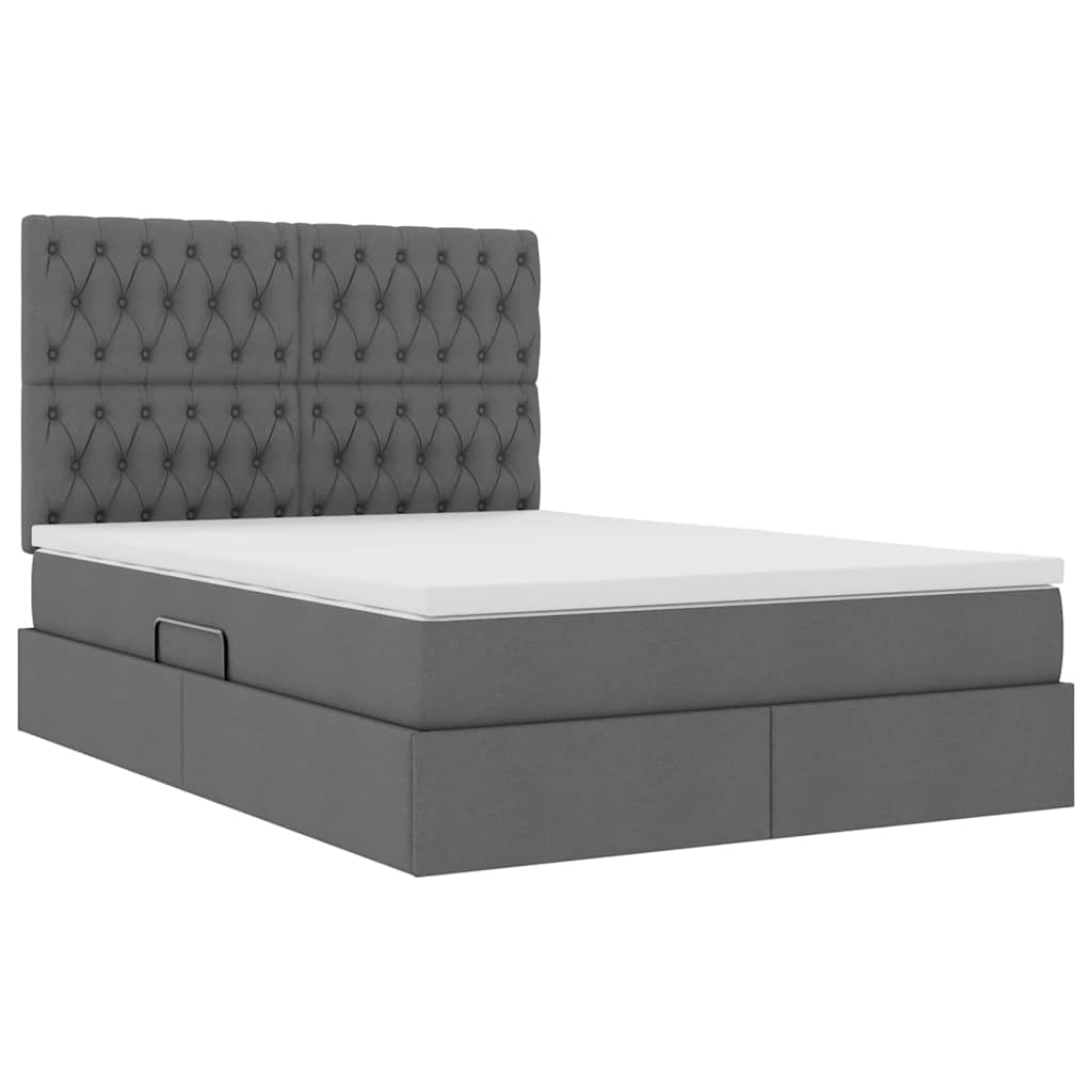 Letto con contenitore e materasso Grigio scuro 140 x 200 cm