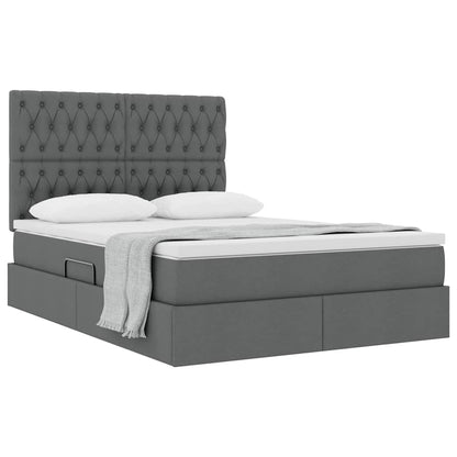 Letto con contenitore e materasso Grigio scuro 140 x 200 cm