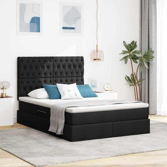 Letto con contenitore e materasso Nero 140 x 200 cm Tessuto | homemem39
