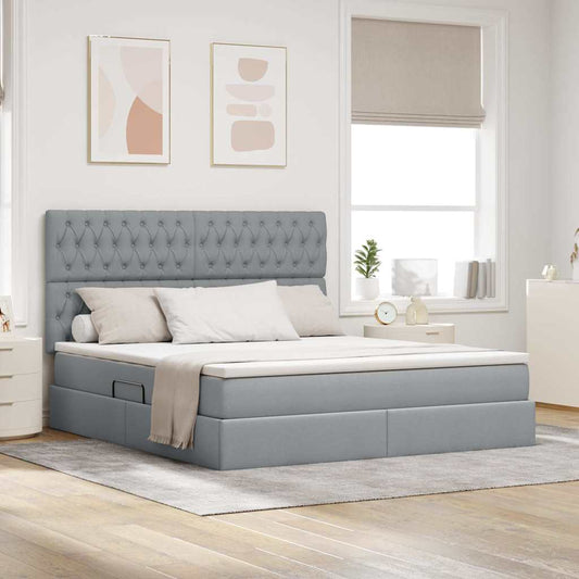 Letto con contenitore e materasso Grigio chiaro 160 x 200 cm | homemem39