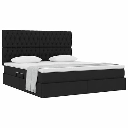Letto con contenitore e materasso Nero 160 x 200 cm Poliestere