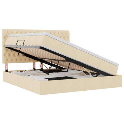 Letto con contenitore e materasso Crema 160 x 200 cm Tessuto | homemem39