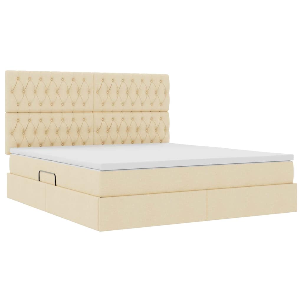 Letto con contenitore e materasso Crema 160 x 200 cm Tessuto | homemem39
