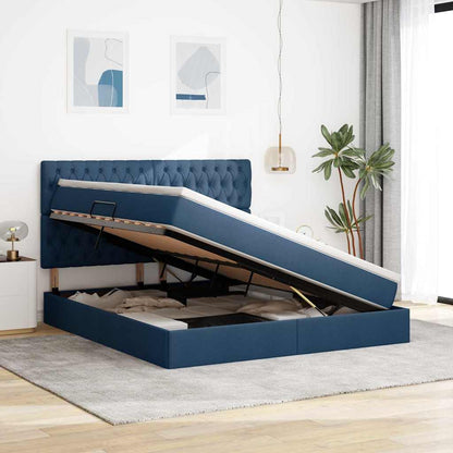 Letto con contenitore e materasso Blu 160 x 200 cm Tessuto | homemem39
