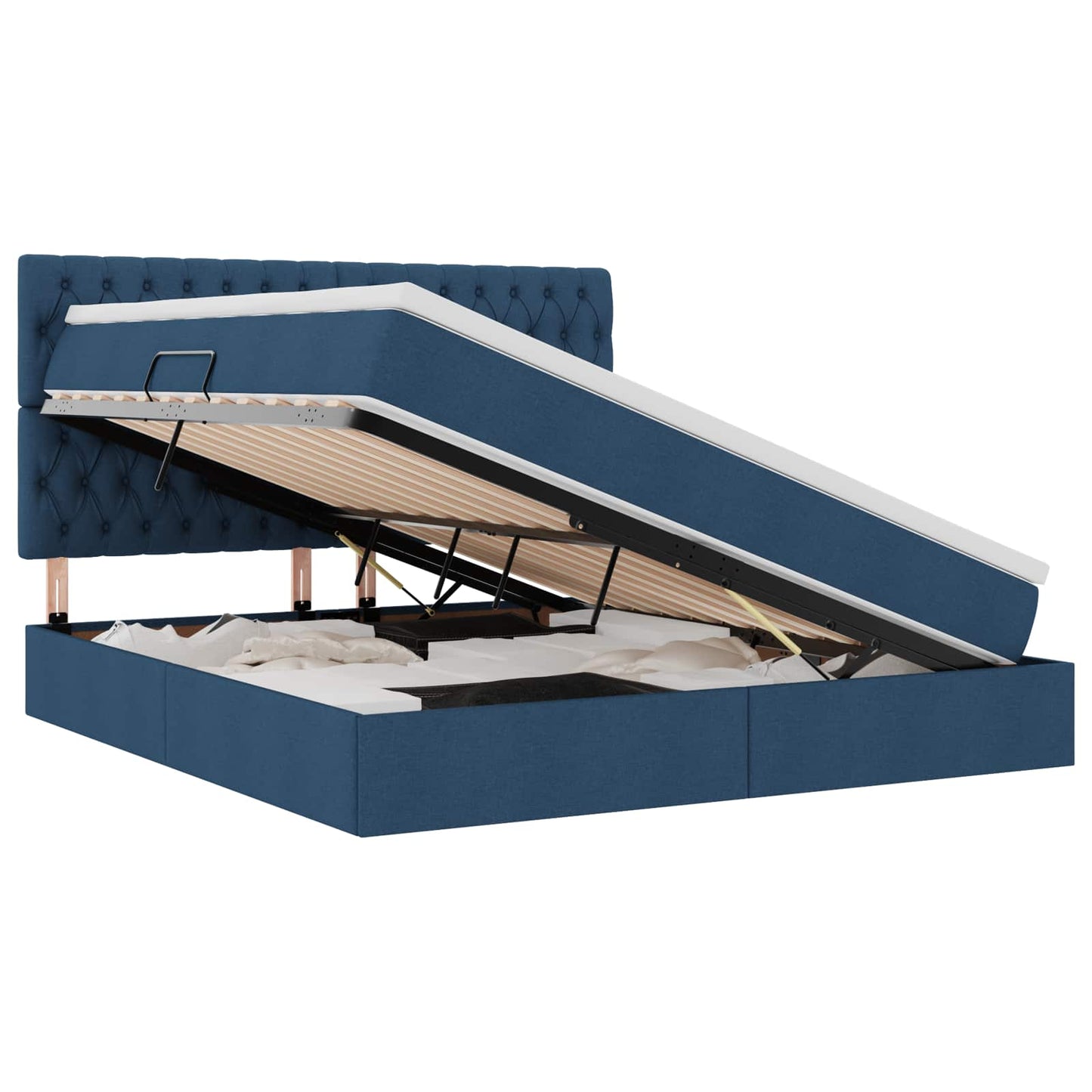 Letto con contenitore e materasso Blu 160 x 200 cm Tessuto | homemem39