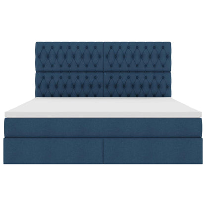 Letto con contenitore e materasso Blu 160 x 200 cm Tessuto | homemem39