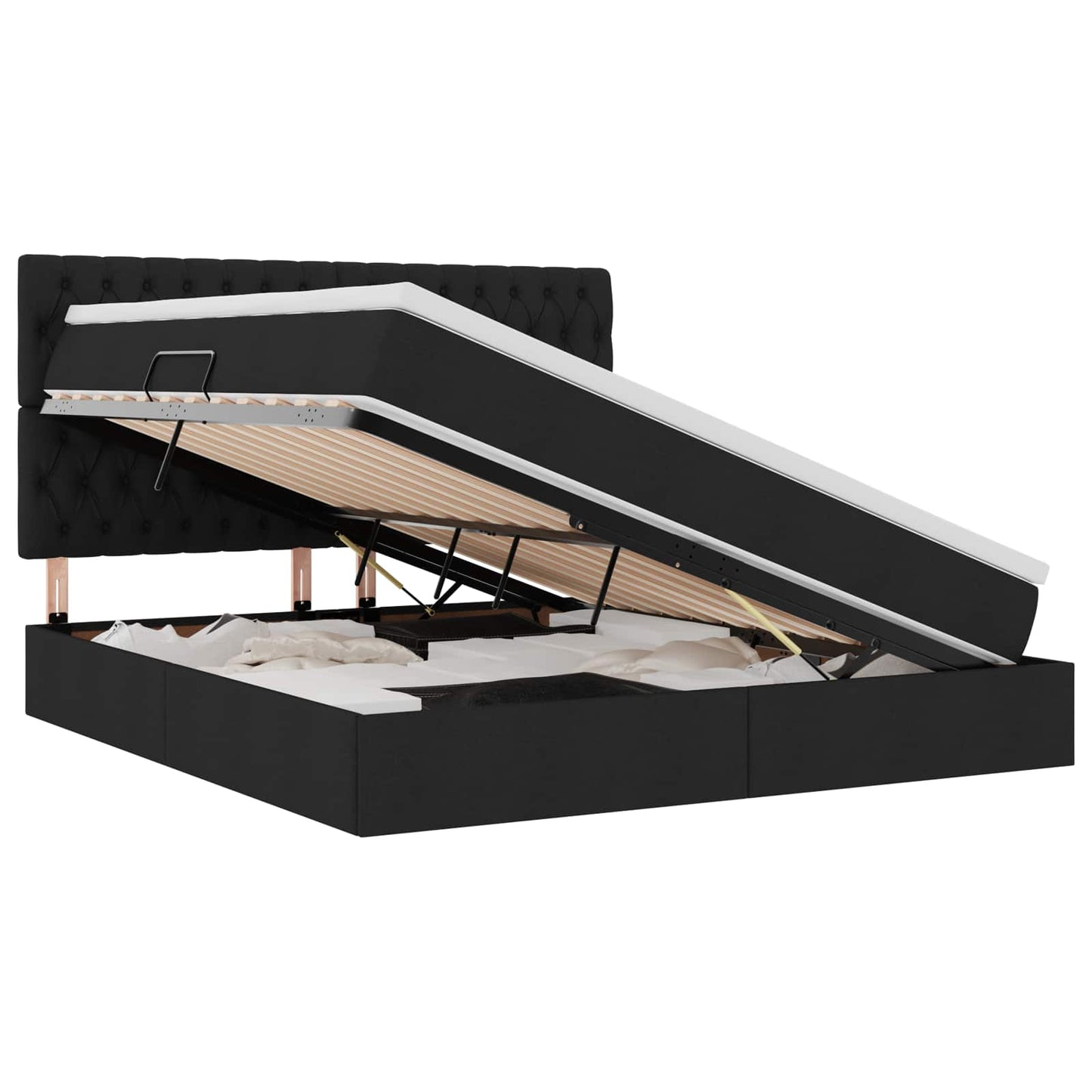 Letto con contenitore e materasso Nero 180 x 200 cm Tessuto | homemem39