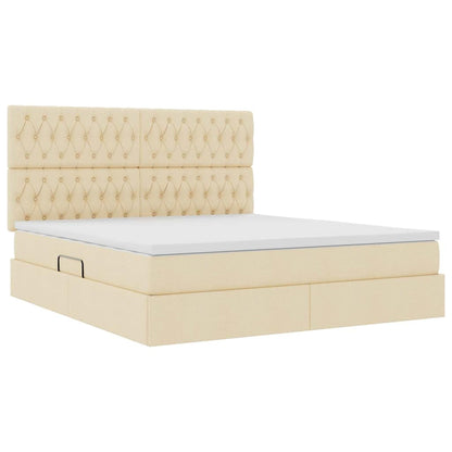 Letto con contenitore e materasso Crema 180 x 200 cm Tessuto | homemem39
