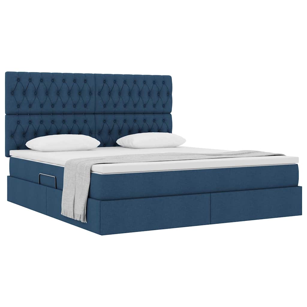 Letto con contenitore e materasso Blu 180 x 200 cm Tessuto | homemem39