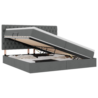 Letto con contenitore e materasso Grigio scuro 200 x 200 cm