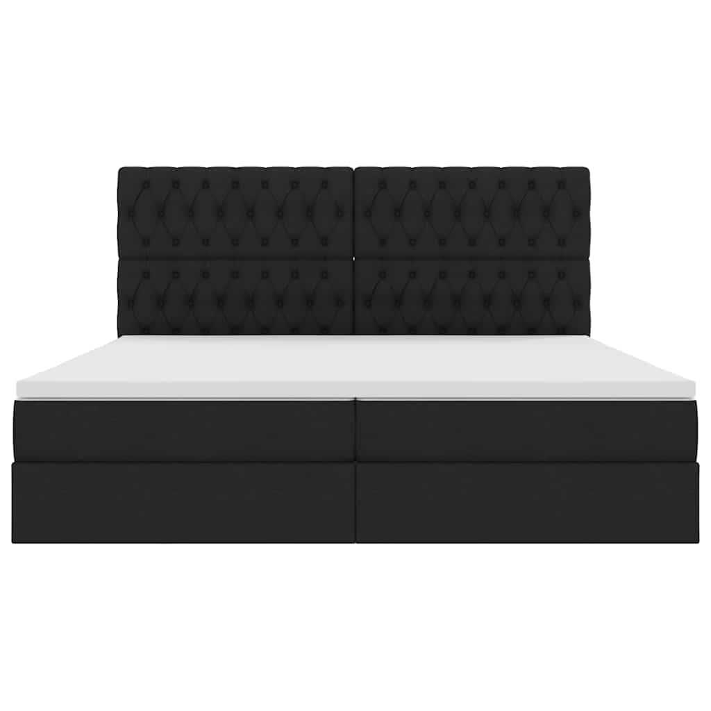 Letto con contenitore e materasso Nero 200 x 200 cm Tessuto | homemem39