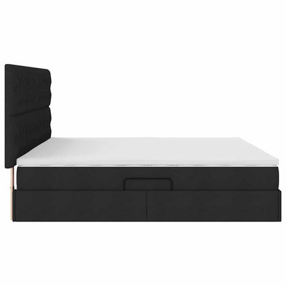 Letto con contenitore e materasso Nero 200 x 200 cm Tessuto | homemem39