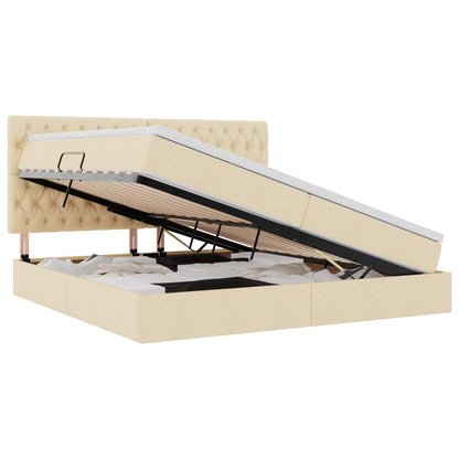Letto con contenitore e materasso Crema 200 x 200 cm Tessuto | homemem39