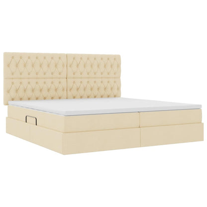 Letto con contenitore e materasso Crema 200 x 200 cm Tessuto | homemem39