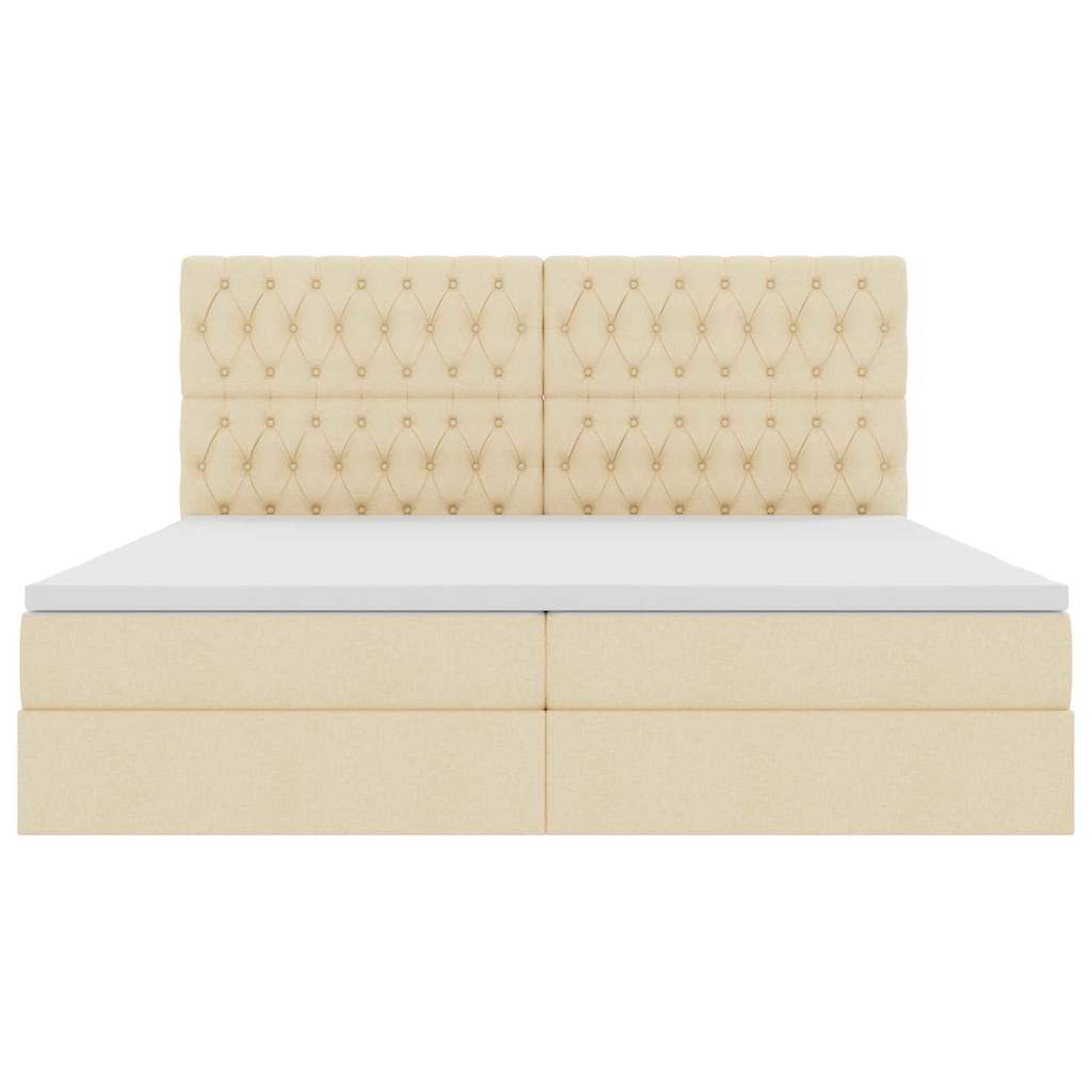 Letto con contenitore e materasso Crema 200 x 200 cm Tessuto | homemem39