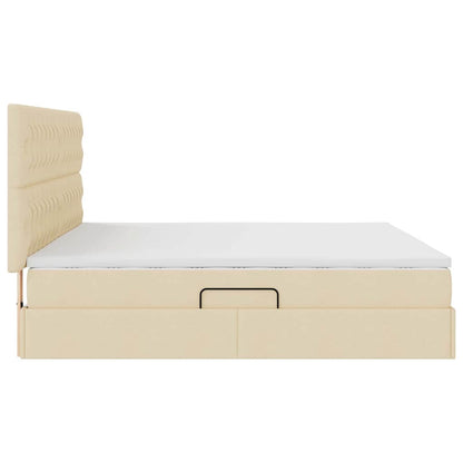 Letto con contenitore e materasso Crema 200 x 200 cm Tessuto | homemem39