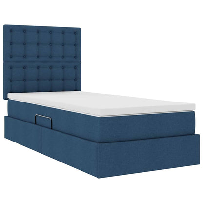 Letto con contenitore e materasso Blu 90 x 190 cm Tessuto | homemem39