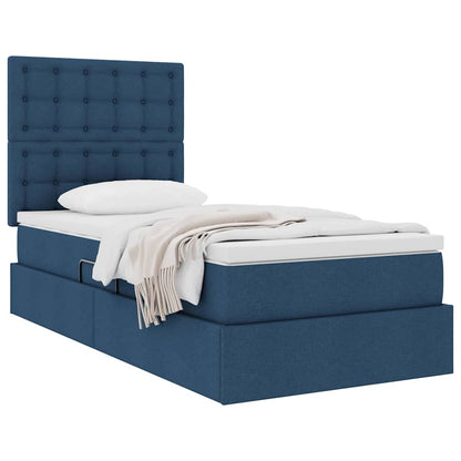 Letto con contenitore e materasso Blu 90 x 190 cm Tessuto | homemem39