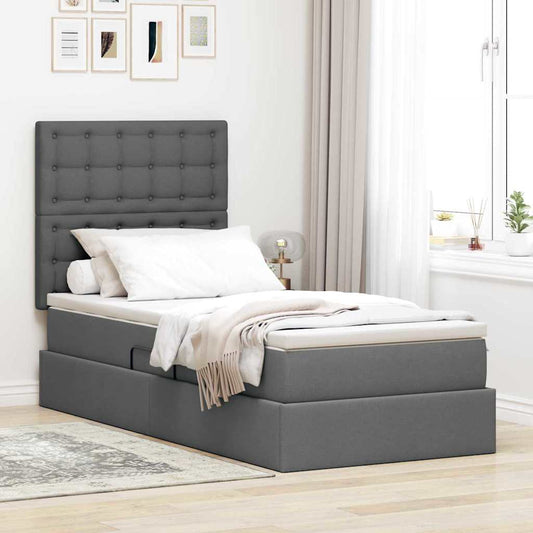 Letto con contenitore e materasso Grigio scuro 90 x 200 cm | homemem39