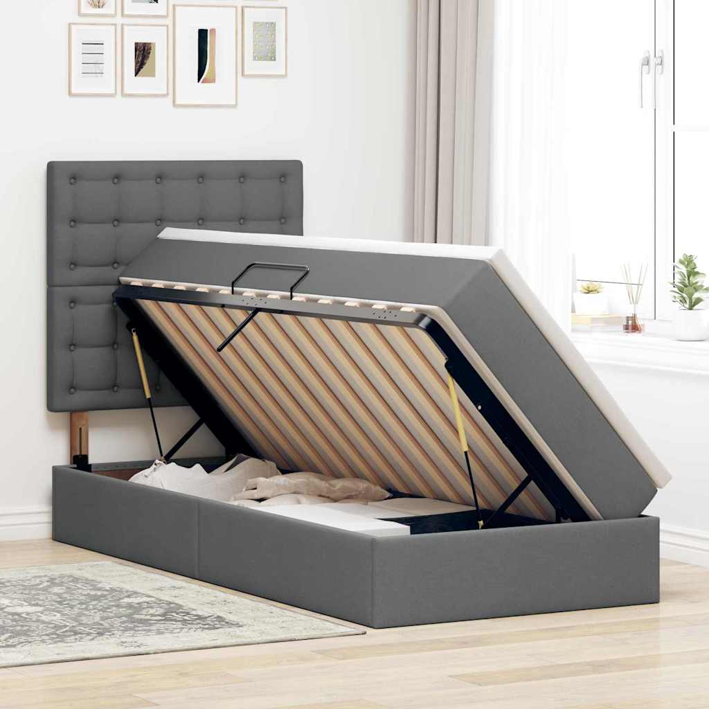 Letto con contenitore e materasso Grigio scuro 90 x 200 cm | homemem39