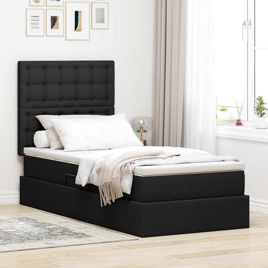Letto con contenitore e materasso Nero 90 x 200 cm Tessuto | homemem39